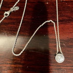 Pandora Round Sparkle Halo Stirling Silver Necklace